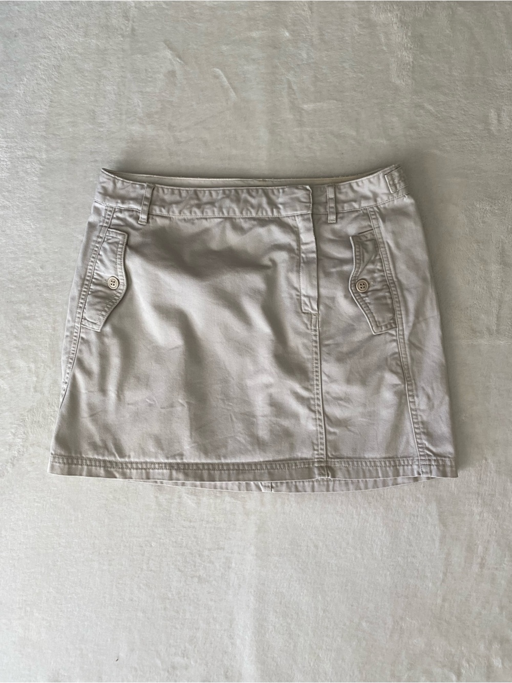 Vintage Y2K J.Crew Chino Mini Skirt Beige Cotton Cargo Pocket 90s Size 4
